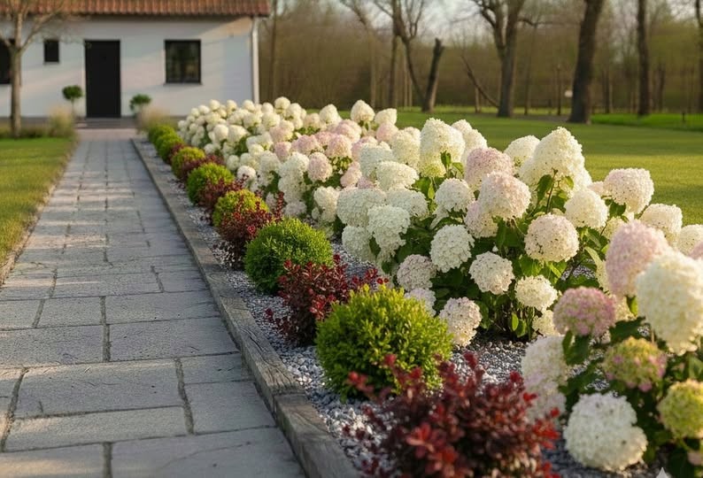Hortensje w kamieniach